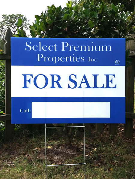 Blue and White For Sale Sign